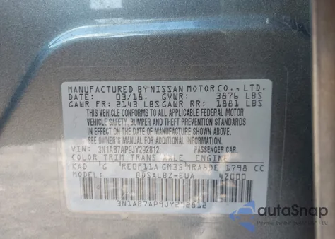 2018 Nissan Sentra S from USA, damaged, VIN 3N1AB7AP9JY292812